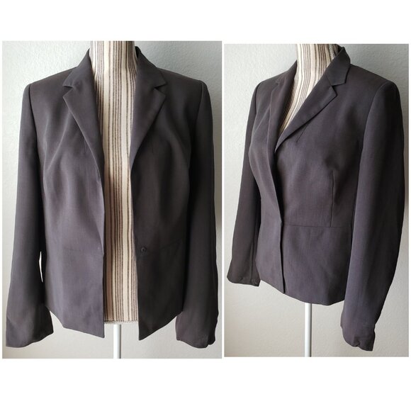AKRIS 100% Wool Blazer Dark Gray Snap Button Jacket size 10 Career Minimalist - Picture 4 of 16